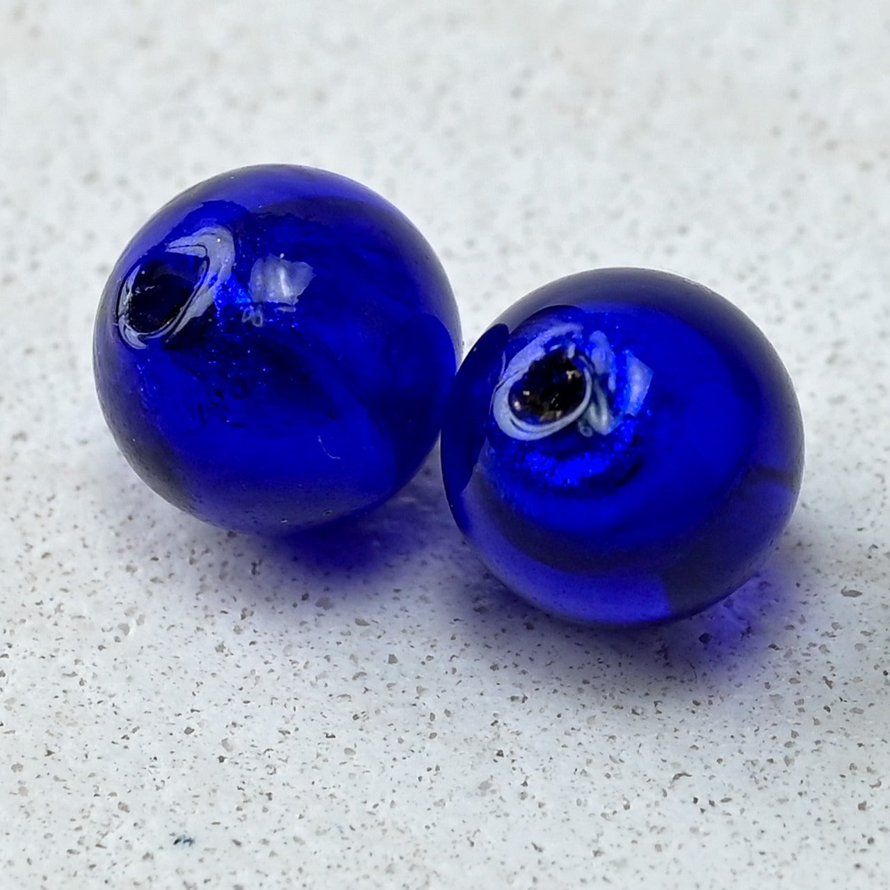 ベネチアンガラスビーズ　10㎜　コバルト色