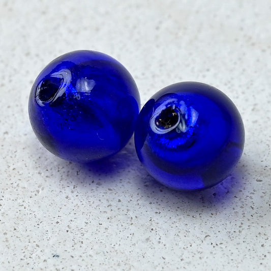 ベネチアンガラスビーズ　10㎜　コバルト色