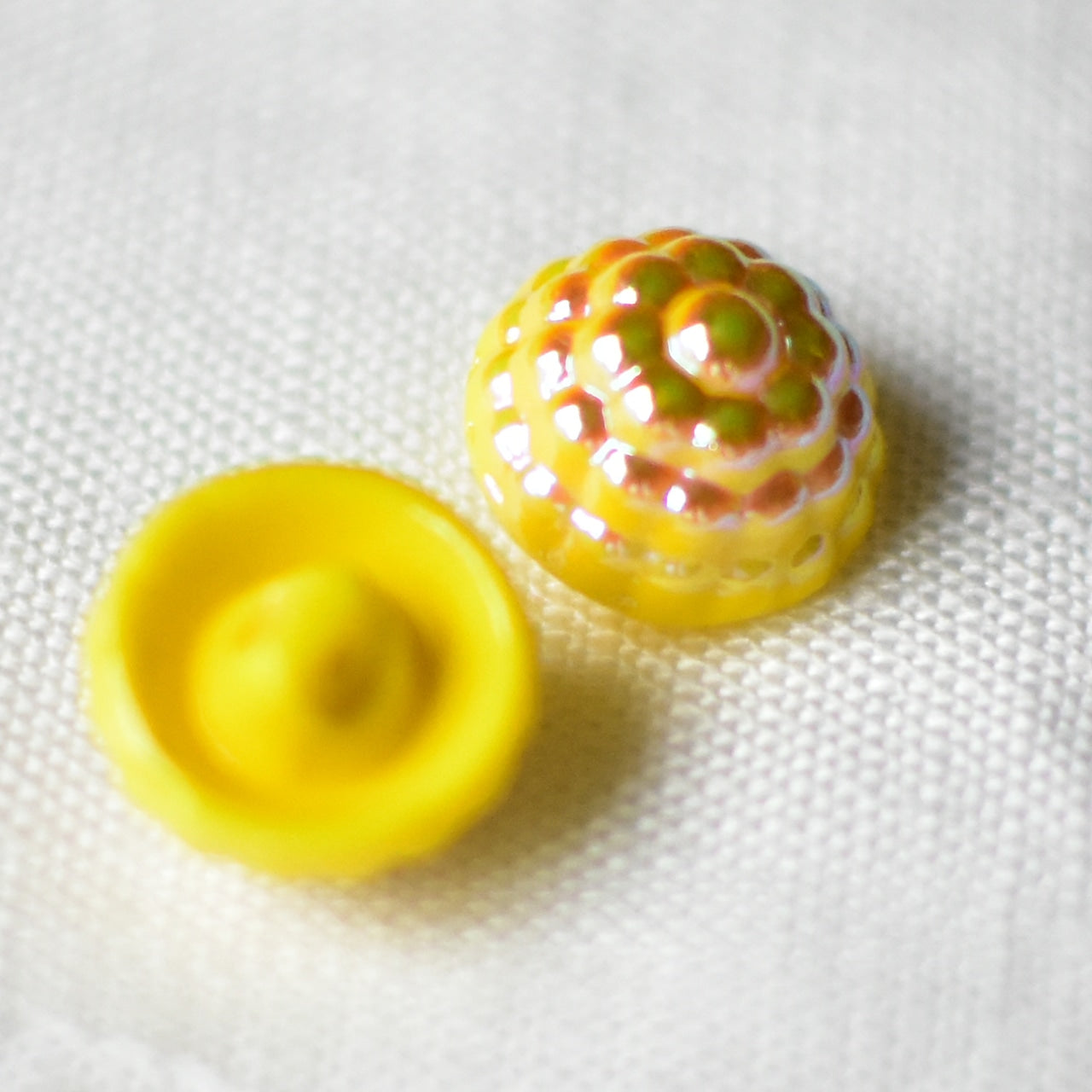 2個セット　チェコガラスボタン　イエロー