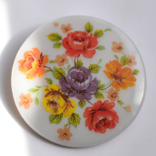 チェコボタン　デカール（転写）ボタン　大きめサイズ　42ミリ　ホワイト