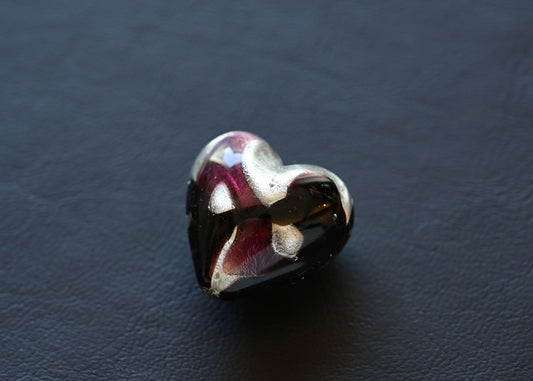 ベネチアンガラスビーズ　ハート型　30ミリ　バイカラー