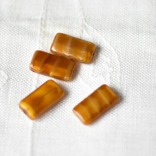 4個　チェコ　ヴィンテージビーズ　キャラメル柄