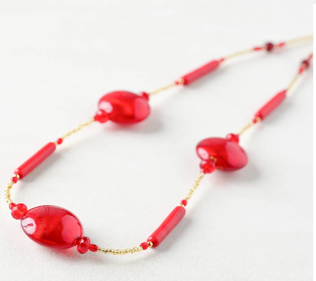 ベネチアンガラスビーズのネックレス　50センチ　カニカン