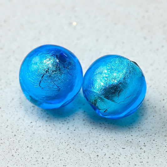 ベネチアンガラスビーズ　８㎜　アクア