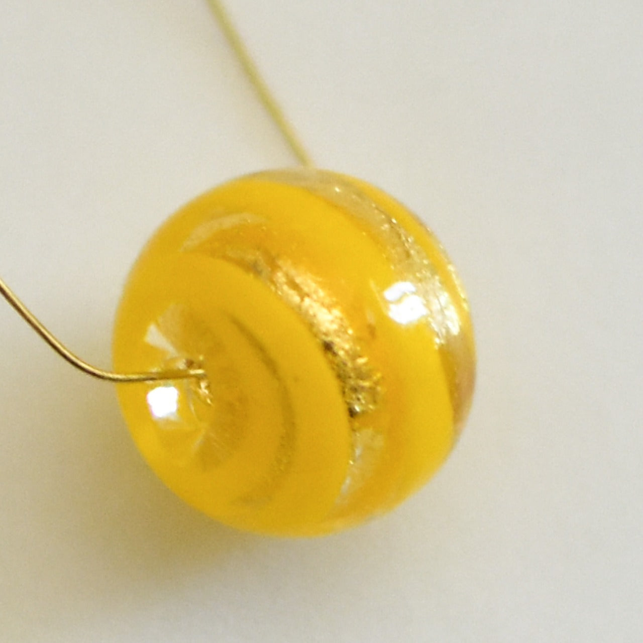 10ミリ　ベネチアンガラスビーズ　フィグリーナ　イエロー