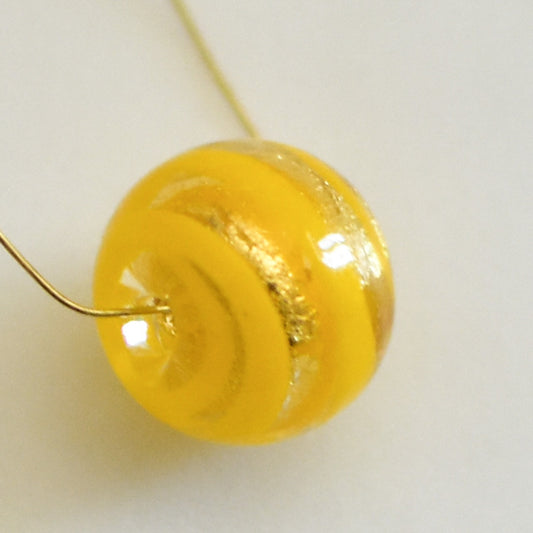 10ミリ　ベネチアンガラスビーズ　フィグリーナ　イエロー