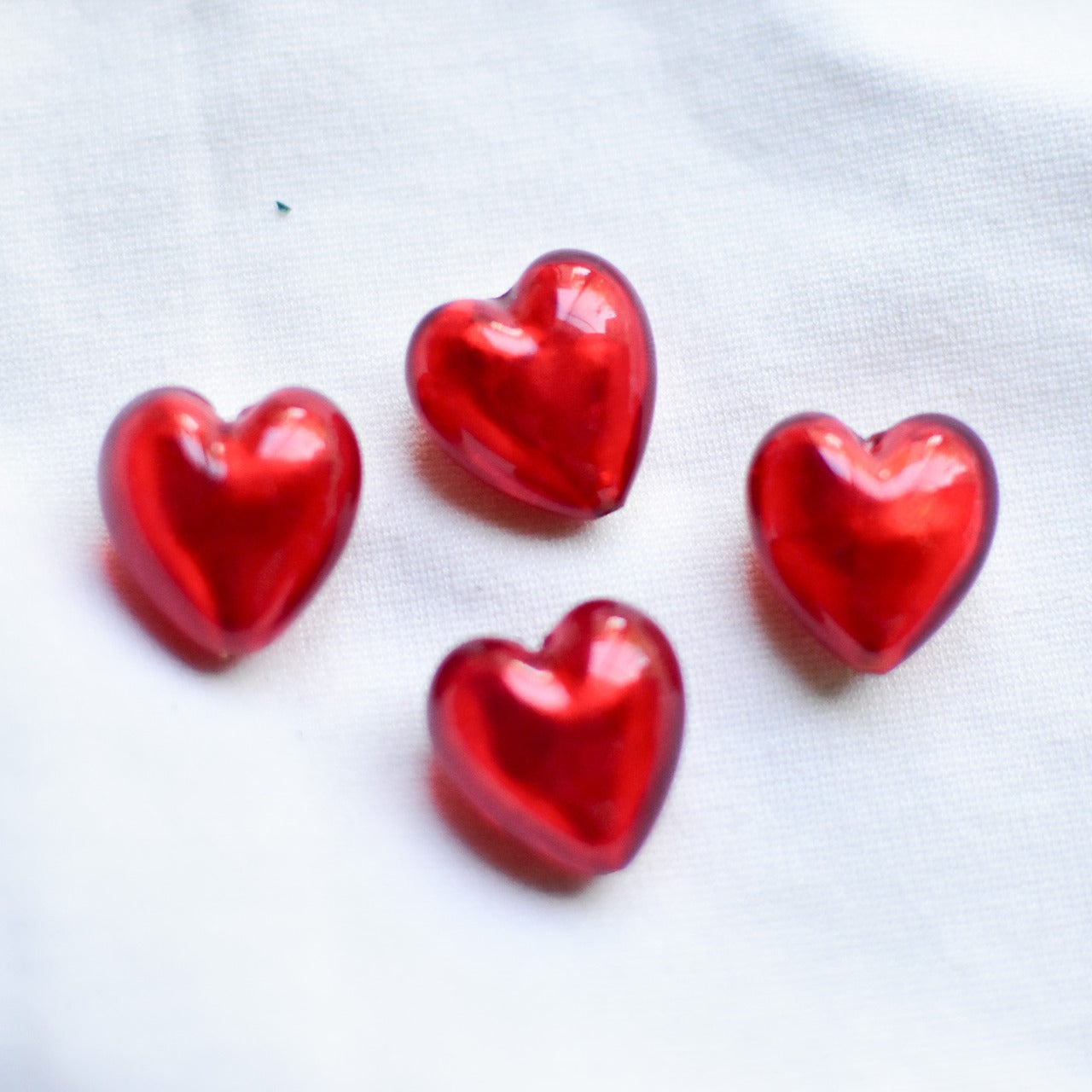 ベネチアンガラスビーズ　ハート型　ルビーノ　レッド 16ミリ