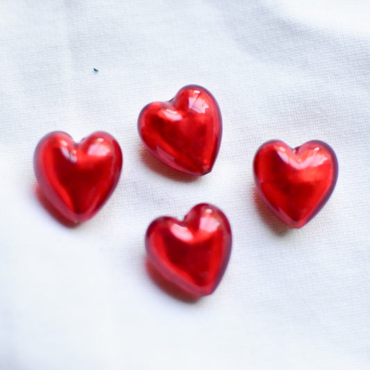 ベネチアンガラスビーズ　ハート型　ルビーノ　レッド 16ミリ