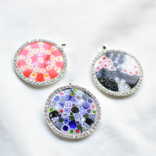 ベネチアンガラス　ペンダントトップ　ミルフィオリ