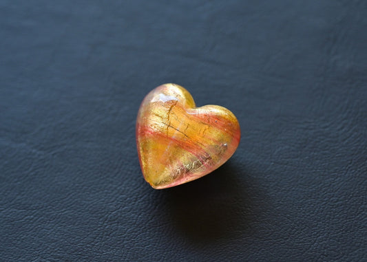 ベネチアンガラスビーズ　ハート型　30ミリ