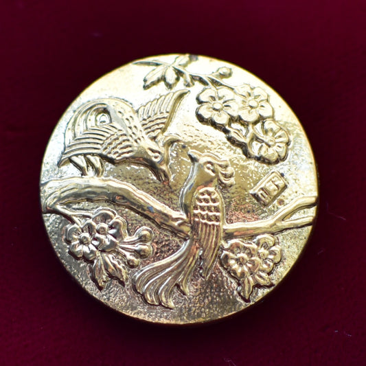 チェコアンティークボタン 鳥 ゴールド　27ミリ