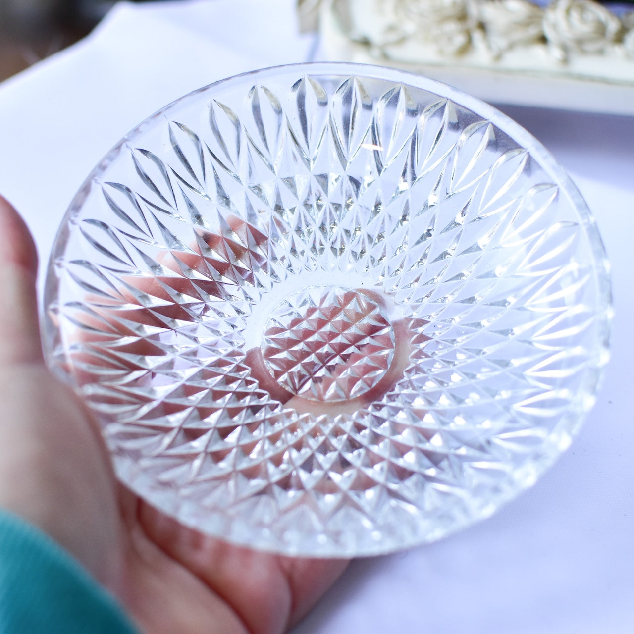 お皿　昭和レトロ　クリア　12.5センチ　高さ21ミリ