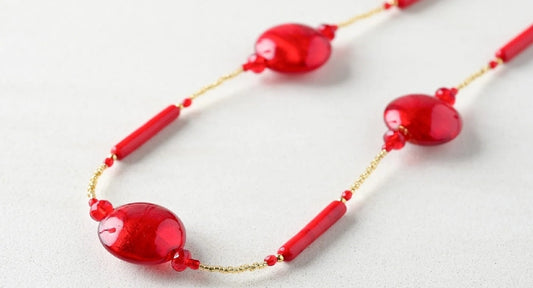 ベネチアンガラスビーズのネックレス　50センチ　カニカン