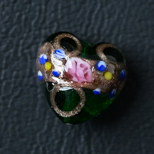 ベネチアンガラスビーズ　ハート形 12mm　フィオラート