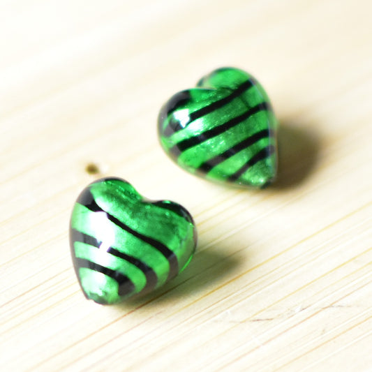 ベネチアンガラスビーズ　ハート形 12mm　ストライプ