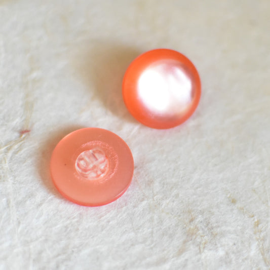 ２個セット 15ミリ　日本製　プラスティックボタン　オレンジ　デッドストック　