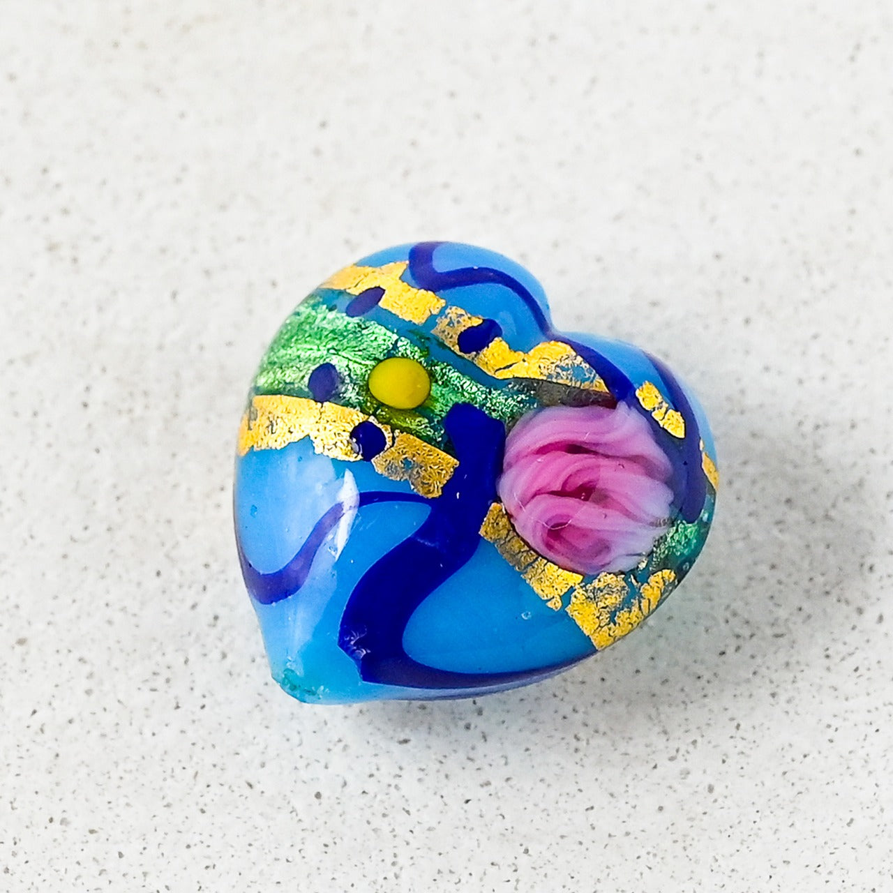 ベネチアンガラスビーズ　ハート型　ビーズ　フィオラート　20ミリ