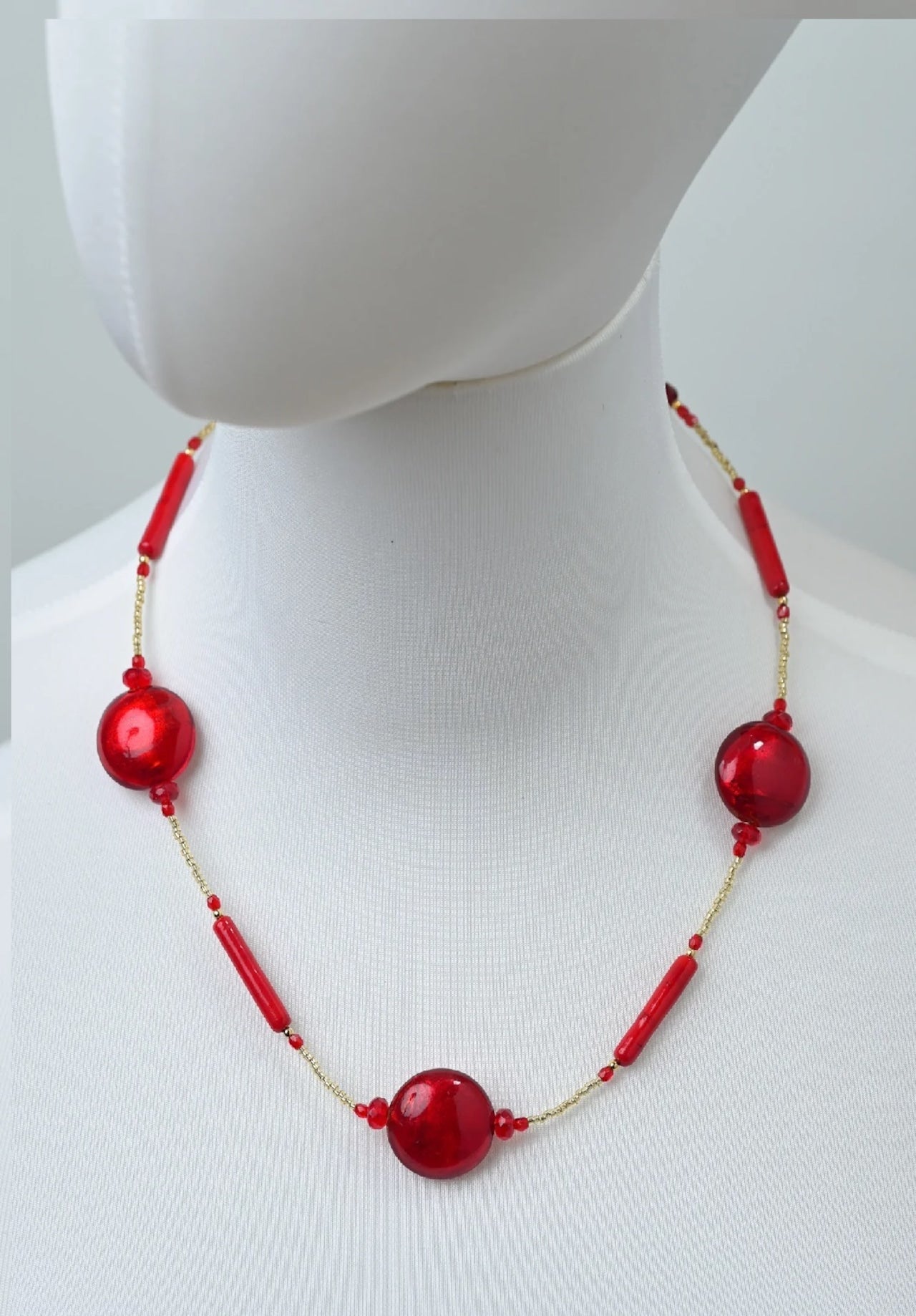 ベネチアンガラスビーズのネックレス　50センチ　カニカン