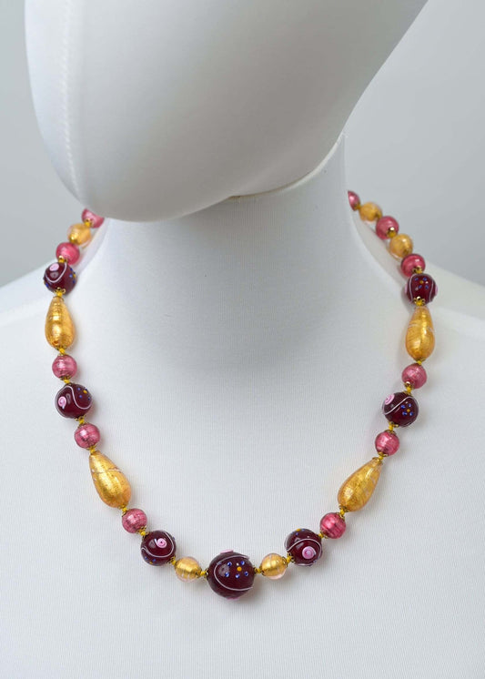 箔が苦手な方必見　シンプルに美しい　ベネチアンガラスのネックレス（色お選びください）