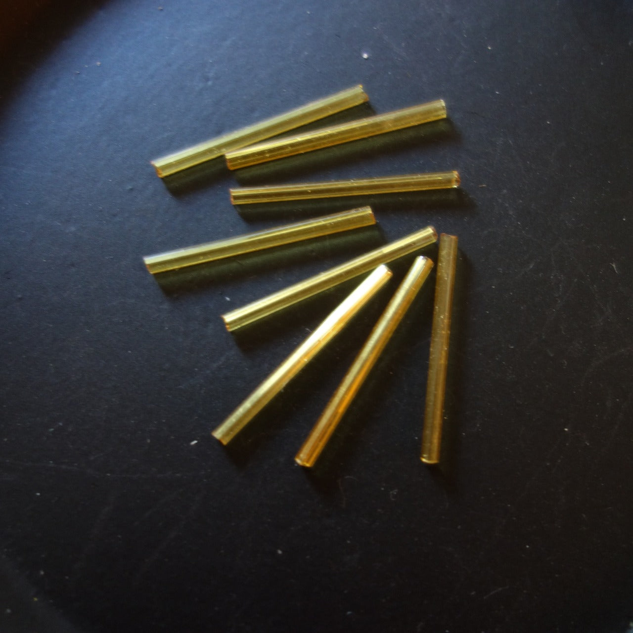 竹ビーズ ムラーノガラス 　ライトアンバー　1950年代 　10本