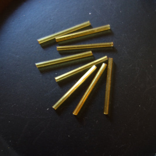 竹ビーズ ムラーノガラス 　ライトアンバー　1950年代 　10本